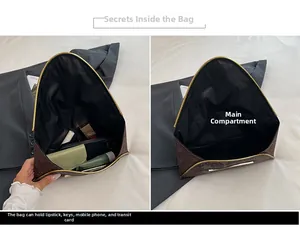 Detail showing the internal storage capacity of the brown envelope clutch for daily essentials