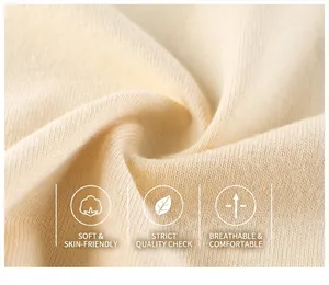 Close-up of soft cream ribbed knit cotton fabric with breathable A-class texture