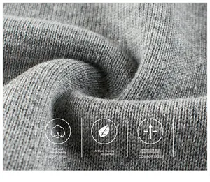 Macro detail of soft grey knit fabric with Grade A skin-friendly breathable texture