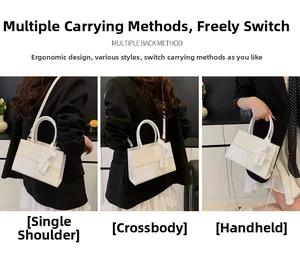 Detailed views showing handbag used as a crossbody, shoulder bag and tote bag