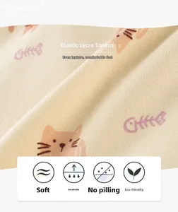 Detailed macro view of breathable stretch lycra cotton fabric with cat and fishbone prints