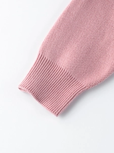 Suéter de punto rosa para niños con puños acanalados y tejido de algodón de alta calidad
