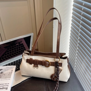 Vintage PU Leather Underarm Bag For Women Large Capacity Retro Shoulder Bag Casual Commute Pillow Bag With Pretzel Charm