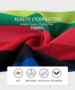 Détail de coton Lycra extensible doux et respirant avec texture à rayures colorées