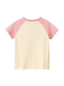 T-shirt à manches raglan pour enfants avec motif lapin mignon et manches contrastées