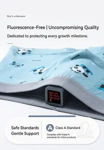Détail du boxer bleu motif panda avec test de tissu sans agent fluorescent pour garçons