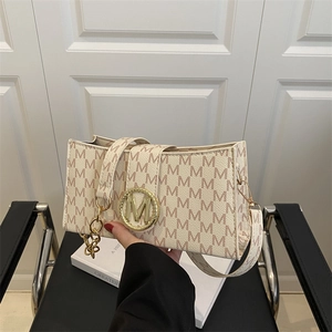 Sac Bandoulière Femme Monogramme M Vintage Cuir PU Épaule Sac À Main Sous Le Bras Avec Boucle Métal Doré Et Bandoulière Chaîne