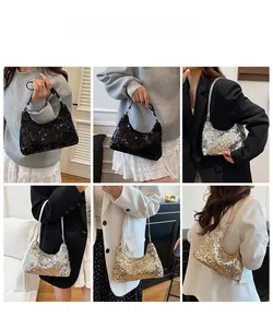 Vues détaillées des sacs à paillettes en noir, argent et or pour les soirées élégantes