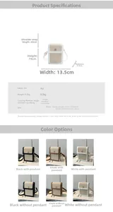 Detailed size guide for the mini PU crossbody phone bag with various color options