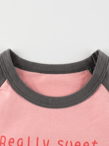 Pink and grey raglan long sleeve shirt with Really sweet print for toddler girls