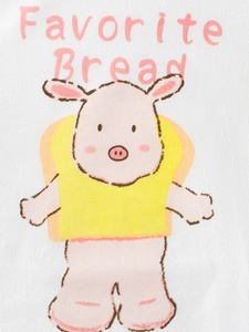 T-shirt manches longues deux-en-un pour enfants avec motif cochon et pain