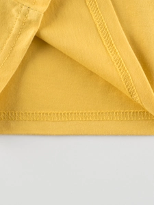 Ginger yellow long sleeve cotton t-shirt with detailed double-stitched hem finish