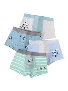 Boxer Garçon en Coton Élasthanne Respirant Antibactérien Imprimé Panda Dessin Animé Sport Sous-vêtements Confortables Enfants