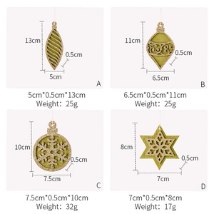 Macro detail of wooden Christmas tree ornaments with green and gold glitter hollow finish