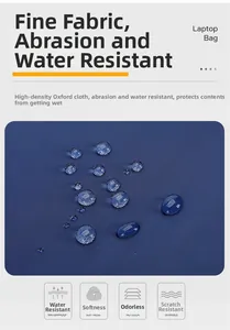 Close-up of waterproof high-density oxford fabric on a blue laptop briefcase bag