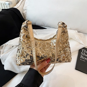 Sac à Main Hobo à Paillettes pour Femmes Sac sous le Bras Pailleté avec Bandoulière en Similicuir PU pour Fête
