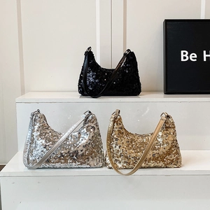 Sacs portés épaule à paillettes chics en noir, or et argent pour mode de soirée