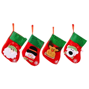 Set of 4 Christmas stockings with Santa, snowman, reindeer and bear for festive decor