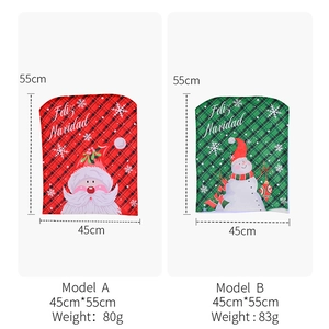 Detailed size and weight specs for Christmas chair covers with Santa and Snowman designs