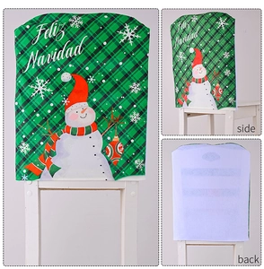 Multi-angle views of snowman Christmas chair cover showing front, side, and back