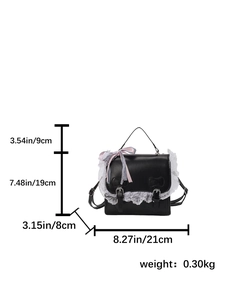 Borsa a tracolla in pelle PU con pizzo, fiocco e dimensioni del prodotto