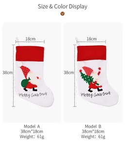 Size specifications for 38cm Christmas gnome stockings with Merry Christmas embroidery