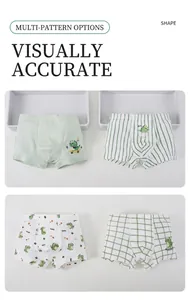 Detailed view of breathable ice silk boxer briefs for boys with four dinosaur patterns