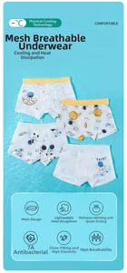 Detail of mesh boys' underwear with space print and 7A antibacterial fabric texture
