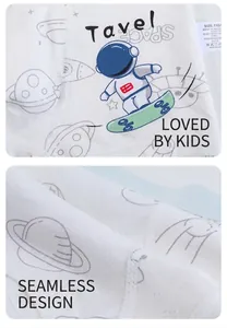 Close-up of boys ice silk breathable mesh underwear with astronaut print and neat stitching