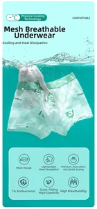 Detail of mesh boys' boxer briefs with cartoon dragon print and breathable texture