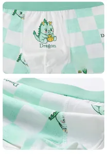 Close-up of boys mesh boxers showing mint green checkerboard pattern and flat-lock stitching