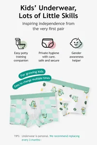 Detail of breathable mesh cotton boxer briefs for boys featuring green cartoon dragon patterns