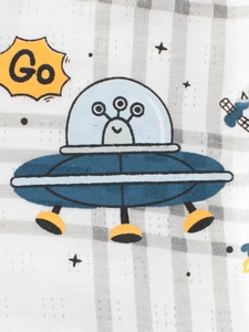 Breathable ice silk boys' boxer briefs with space UFO and alien cartoon print pattern