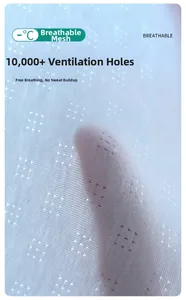 Close-up of white breathable mesh fabric with 10000 plus air holes for cooling effect