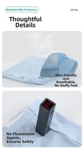 Breathable blue boys boxers showing moisture wicking test and zero fluorescent safety check
