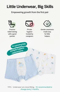 Close-up of boys cotton boxer briefs featuring cute cartoon seal prints and soft fabric