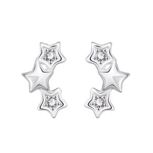 Boucles d'oreilles étoiles en argent avec design à trois étoiles et zircons pour femmes