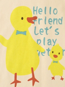 Langärmliges Kinder-T-Shirt mit gelben Enten und Hello Friend Text-Druckmotiv