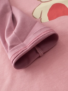 Girl long sleeve cotton t-shirt in dusty rose with detailed sleeve cuff craftsmanship
