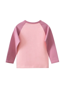 Girls long-sleeve raglan T-shirt in pink and purple colors for autumn seasons