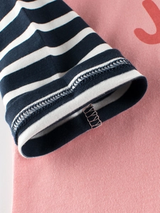 T-shirt rose et bleu à manches longues pour enfants en maille de coton haute densité