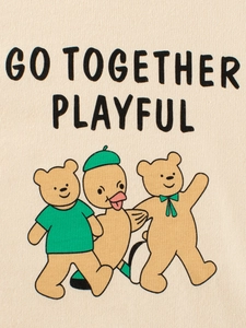 Kids beige long sleeve tee featuring cute bears, ducks, and Go Together Playful print