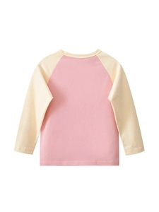 T-shirt à manches raglan rose et crème en coton pour jeunes filles et enfants
