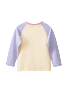 Kids long sleeve cotton T-shirt with raglan sleeves and cute bear print in pastel colors