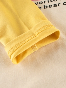 Kids long sleeve t-shirt with yellow contrast sleeves and high quality cotton knit detail