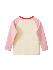 Kinder Langarmshirt mit Bärenmotiv und rosa dreifarbigem Patchwork-Design für Mädchen