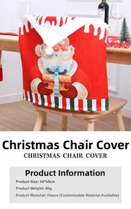 Detailed view of 50x60cm brushed fabric Santa chair cover with dimensions and specs