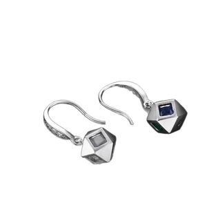 Orecchini pendenti S925 in argento con zirconi cubici colorati dal design geometrico