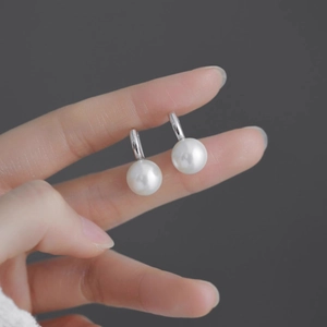 Boucles D'oreilles Créoles Künstliche Perles Avec Tige En Argent Sterling 925 Bijoux Style Minimaliste Français Pour Femmes