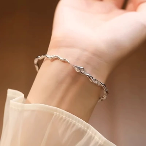 Snake Bangle Bracelet Copper Open Adjustable Textured Zodiac Snake Year Jewelry For Women